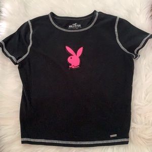 Hollister Top with a hot pink playboy patch sewn